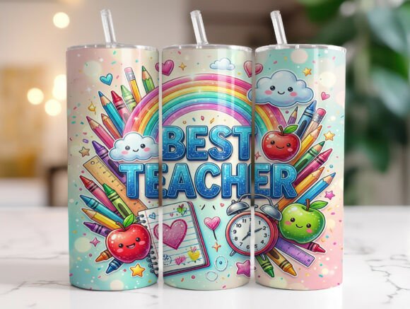 Colorful Best Teacher 20oz Tumbler Wrap Review