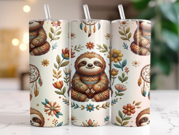 Cute Sloth Bohemian Flowers Tumbler Wrap Review