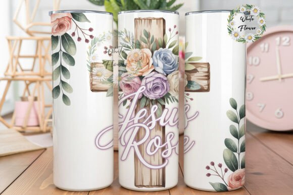 Faith Rose Cross Tumbler Wrap PNG Review