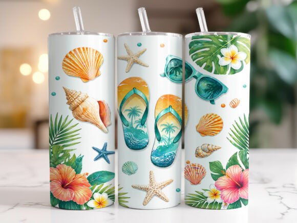 Flip Flops Beach Summer 20oz Tumbler PNG Review