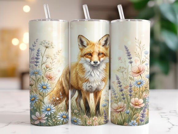 Fox and Spring Flowers Tumbler Wrap Design Review
