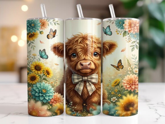 Highland Cow Floral Bow Tumbler Wrap Review