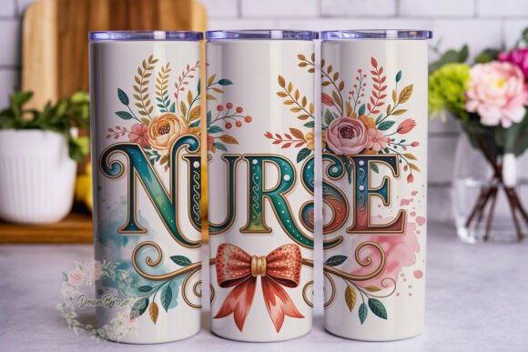 NURSE Floral Glitter 20oz Tumbler Wrap Review