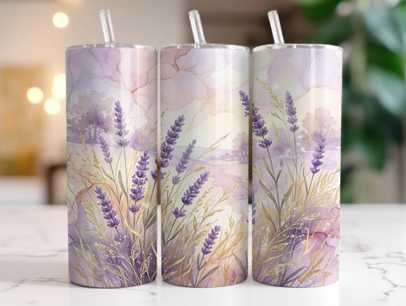 Pastel Lavender Meadow Tumbler Wrap