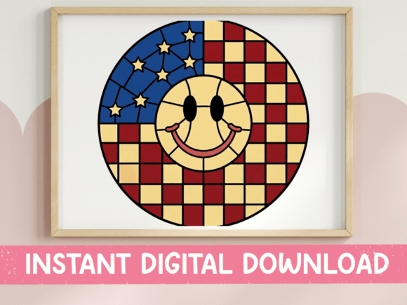 Patriotic Smiley Face Checkered SVG PNG Review