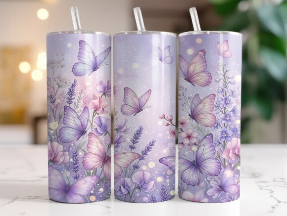 Purple Floral Butterfly Tumbler Wrap Design Review
