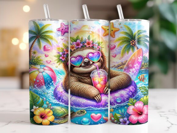 Summer Sloth 20oz Skinny Tumbler Wrap Review