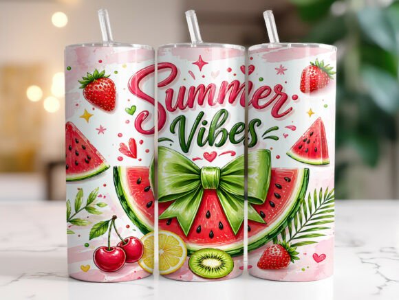 Summer Vibes Watermelon Bow Tumbler Wrap Review