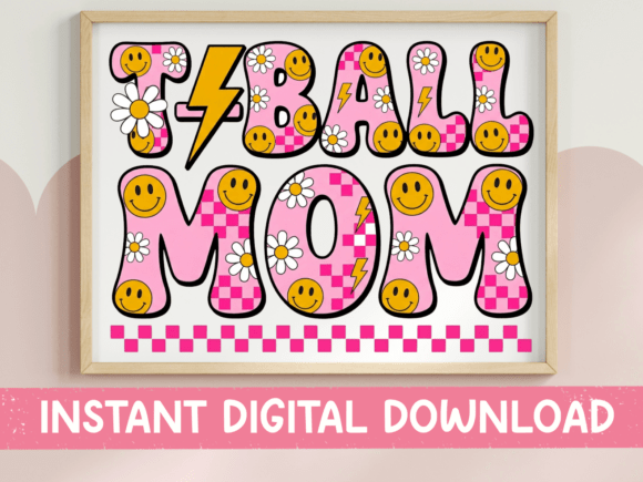 T-Ball Mom SVG PNG Pink Checker Pattern Review