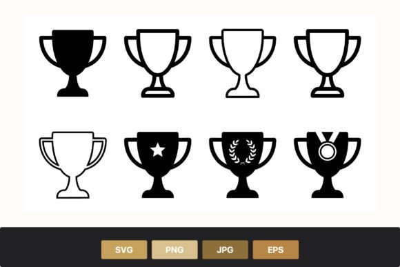 Trophy Cup Black White Vector Icons Review