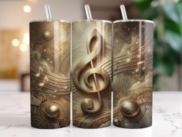 Vintage Golden Music Sheet Tumbler Wrap