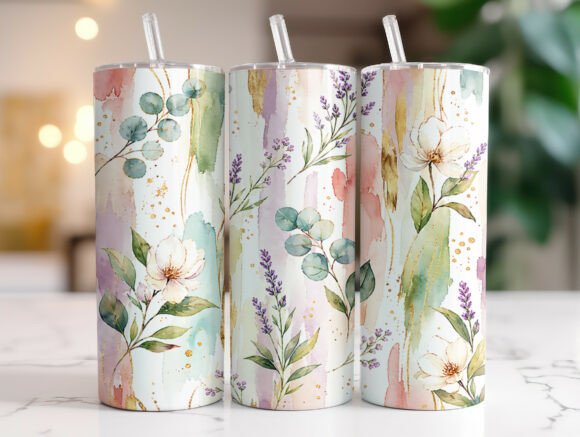 Watercolor Floral Eucalyptus Tumbler PNG Review